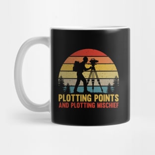 Retro Vintage Sunset Land Surveyor Funny Surveying Humor Mug